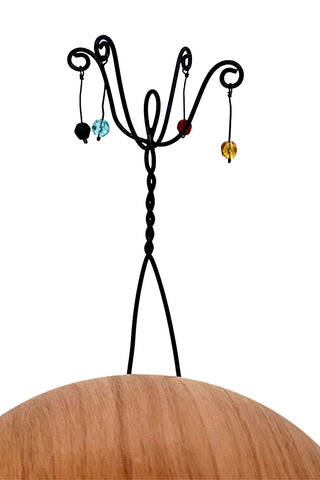 Spring 1998 Todd Oldham Ebonized Silver Wire Hair Pick with Glass Beads