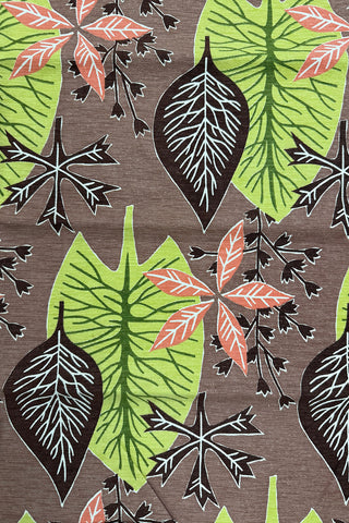 Vintage 1951 Leaf Print Cotton Rayon, 7.5 Yard Panel