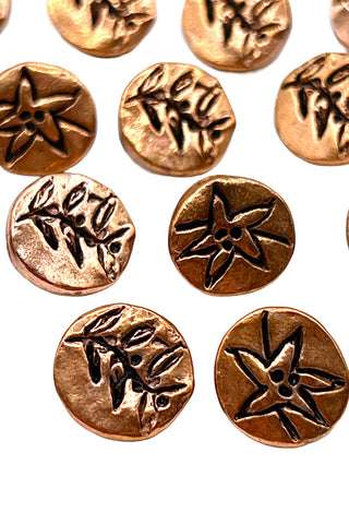 1996 Copper Plated Etched Small Buttons, Set of 18