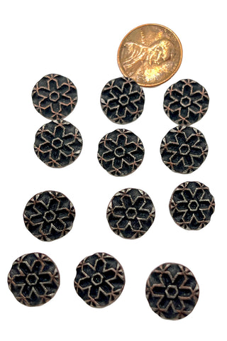 1994 Todd Oldham Ebonized Copper Snow Flake Buttons, Set of 20