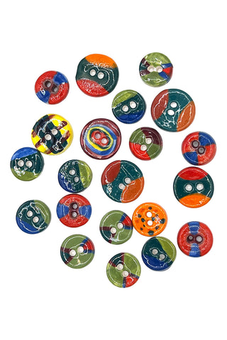 Todd Oldham Vintage Porcelain Hand Painted Buttons, Set of 20