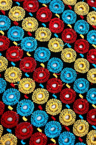 Vintage 1995 Todd Oldham Embroidered Dot Cotton Panel, 4 Yards