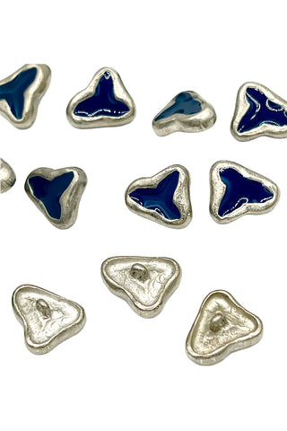 Vintage Todd Oldham Silver Plated Button With Blue Enamel, Set of 14