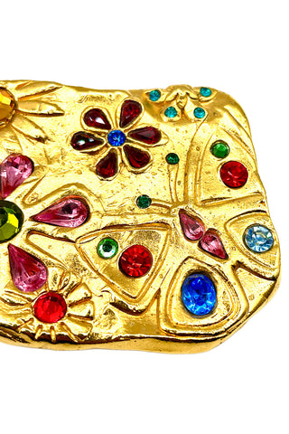 Spring 1993 Todd Oldham 24 kt Gold-Plated Floral and Butterfly Crystal Belt Buckle
