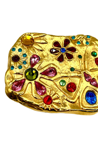 Spring 1993 Todd Oldham 24 kt Gold-Plated Floral and Butterfly Crystal Belt Buckle