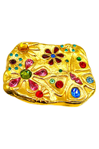 Spring 1993 Todd Oldham 24 kt Gold-Plated Floral and Butterfly Crystal Belt Buckle