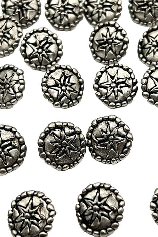 1995 Silver Plated Etched Flower Buttons, Set of 24