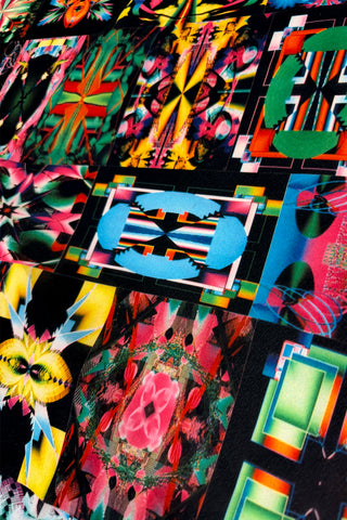 1994 Todd Oldham Fractal Print Georgette Panel, Set of 3