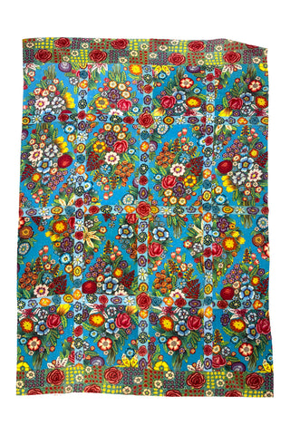 1993 Floral Plaid Print Knit Fabric Panels, 3 Panel Set