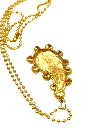1992 24 kt Gold Plated Paisley Charm Necklace With Swarovski Crystals