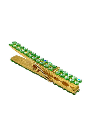 Spring 1995 Todd Oldham 24 kt Gold-Plated Celadon Swarovski Crystal Clothespin