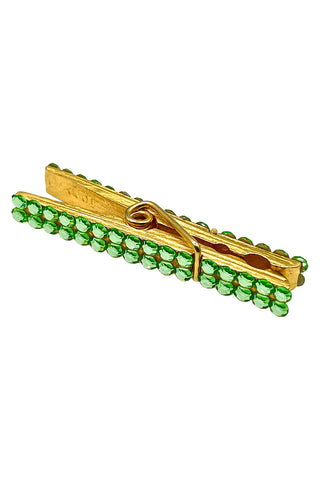 Spring 1995 Todd Oldham 24 kt Gold-Plated Celadon Swarovski Crystal Clothespin