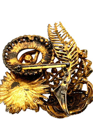 Fall 1996 Todd Oldham 24 kt Gold Plated With Ebonized Jeweled Eye And Daisy Brooch