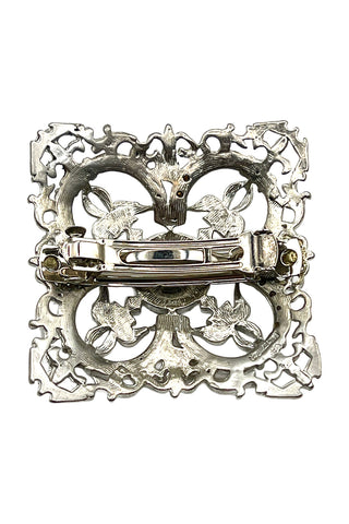 Fall 1996 Todd Oldham Silver Plated Quatrefoil Jewel Encrusted Barrette