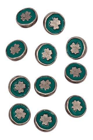 1994 Todd Oldham Lacquered Shamrock Shank Buttons, Set of 11