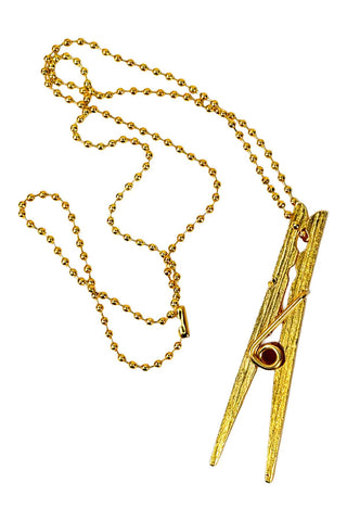 Spring 1995 24 kt Gold Plated Clothespin Necklace