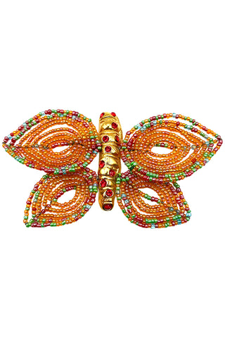 Spring 1993 Todd Oldham 24 kt Gold Plated Butterfly Object With Glass Beaded Wings