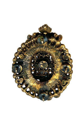 Fall 1996 Gold Ebonized Ornament Button With Swarovski Crystals