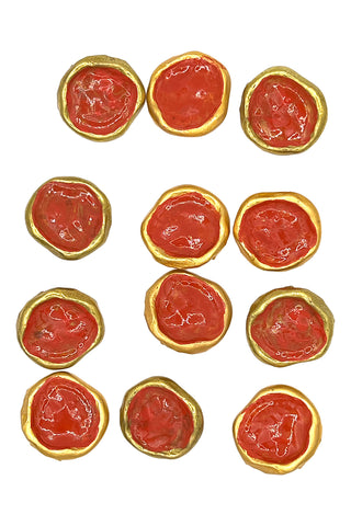 24 kt Gold Plated Button With Persimmon Lacquering, Set of 12