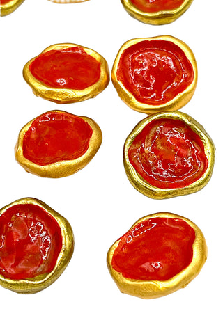 24 kt Gold Plated Button With Persimmon Lacquering, Set of 12