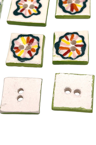 Vintage Todd Oldham Hand Painted Medallion Porcelain Buttons