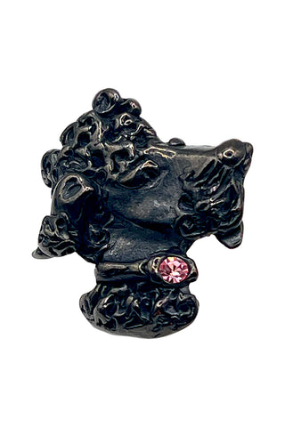 Vintage Todd Oldham Poodle Head Ebonized Button With Swarovski Crystal