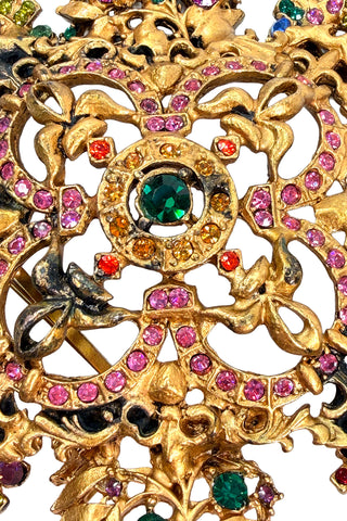 24 kt Gold Plated and Ebonized with Swarovski Crystals Pin