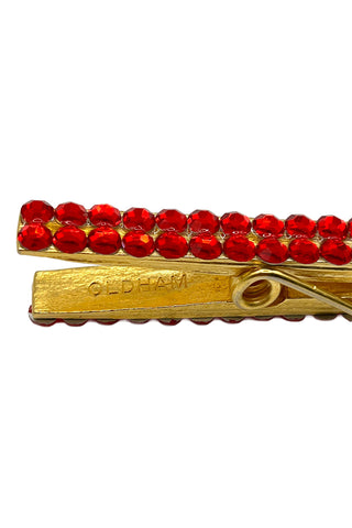 Spring 1995 Todd OIdham 24 kt Gold Plated Red Crystal Encrusted Clothespin