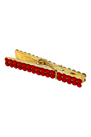 Spring 1995 Todd OIdham 24 kt Gold Plated Red Crystal Encrusted Clothespin