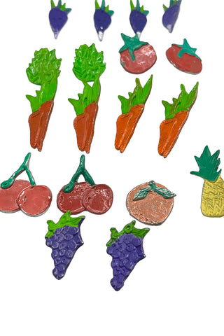 Vintage Todd Oldham Lacquared Fruits and Vegetable Buttons Set of 18