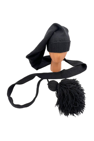 Fall 1994 Todd Oldham Black Nine Foot Sock Cap With Tassel
