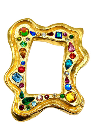 Spring 1993 Todd Oldham 24 kt Gold Plated Frame Belt Buckle With Swarovski Crystals