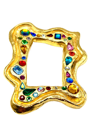 Spring 1993 Todd Oldham 24 kt Gold Plated Frame Belt Buckle With Swarovski Crystals