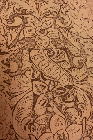 Vintage 1995 Todd Oldham Leather Tooling Print Silk Knit Panel, 4.25 Yards