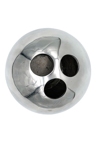 Vintage Todd Oldham Stainless Steel Bowling Ball Vase 3 Hole