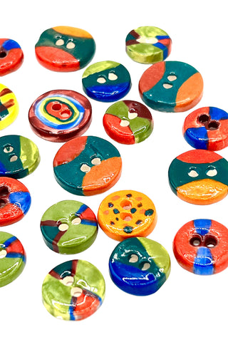 Todd Oldham Vintage Porcelain Hand Painted Buttons, Set of 20