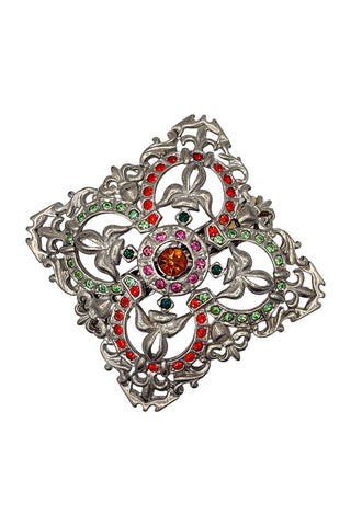 Large Silver Barrette with Swarovski Crystals