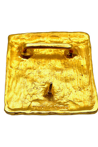 Fall 1993 Todd Oldham 24 kt Gold Plated Square Belt Buckle With Gold Swarovski Crystals